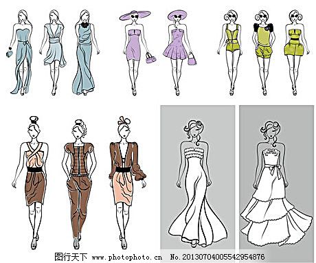 手绘时装模特线稿 矢量素材助力服装与服饰设计创新